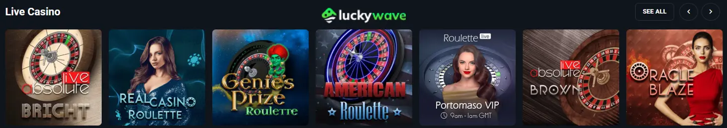 Real-time live casino games with professional dealers at LuckyWave